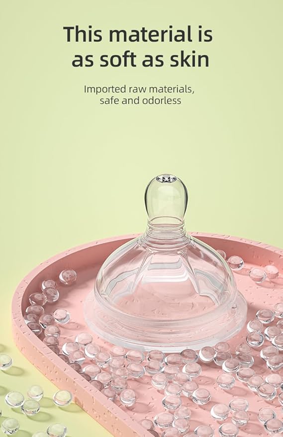 Glass Baby Bottles,Anti Colic Breastfeeding Bottle with Natural Response Nipple Size S,Wide Neck Slow Flow Baby Bottle for Baby,Newborn,Preemie 0-3 0-6 Month,BPA Free (Green, 2 Pack, 5 Ounce)