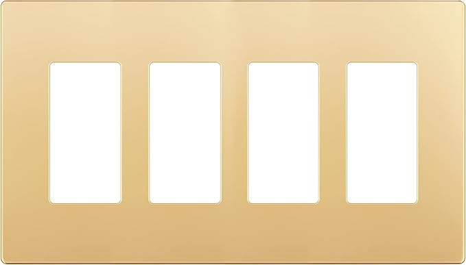LIDER Matte Finish Decorator Switch Cover, Screwless Wall Plate, Mid-Size 4-Gang 4.88" x 8.58", Unbreakable Polycarbonate Thermoplastic, UL Listed, LSWP-34M-GD, Gold