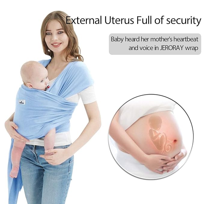 Baby Wraps Carrier, Jeroray Baby Carrier,Hands Free Infant Carrier, Lightweight,Breathable,Softness,Baby Blue