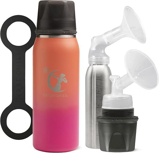 CERES CHILL OG Breastmilk Chiller & Warmer – 12–34oz Portable Breast Milk Cooler, Storage & Baby Bottle for Travel, Work or On-The-Go – Pump Compatible Container – Dawn