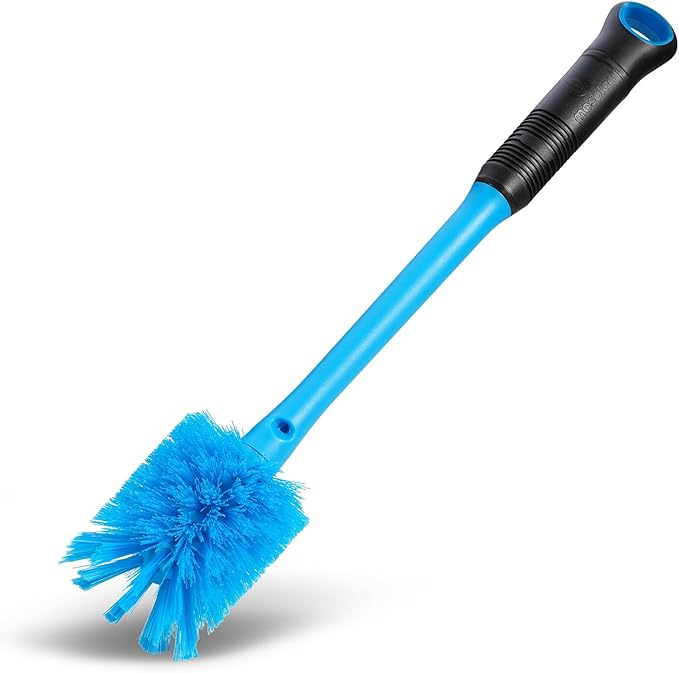 2-in-1 Water Bottle Brush and Straw Cleaner Brush, Long Handle Scrub Brush with Replaceable Head for Water Bottles, Glasswares, Mugs, Flasks, Tumblers, Vases, and Kitchen Sink, Breezy Blue