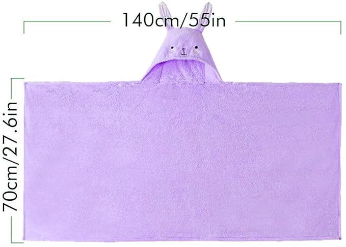ROMASA Toddler Hooded Bath Towel Ultra Soft Towel Highly Absorbent Bathrobe Blanket for Boys Girls- 27.5" x 55" (Purple)