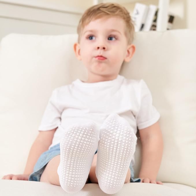 ZAPLES Baby Non Slip Grip Ankle Socks with Anti Skid Grippers Boys Girls Low Cut for Infants Toddlers Kids