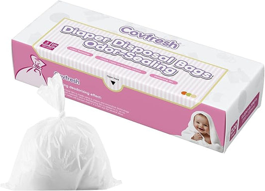 Odor Sealing Baby Diaper Disposable Bags - S/220 Counts Unscented, Durable Diaper Sacks for Home, Travel & On-the-Go Use (Color:White)