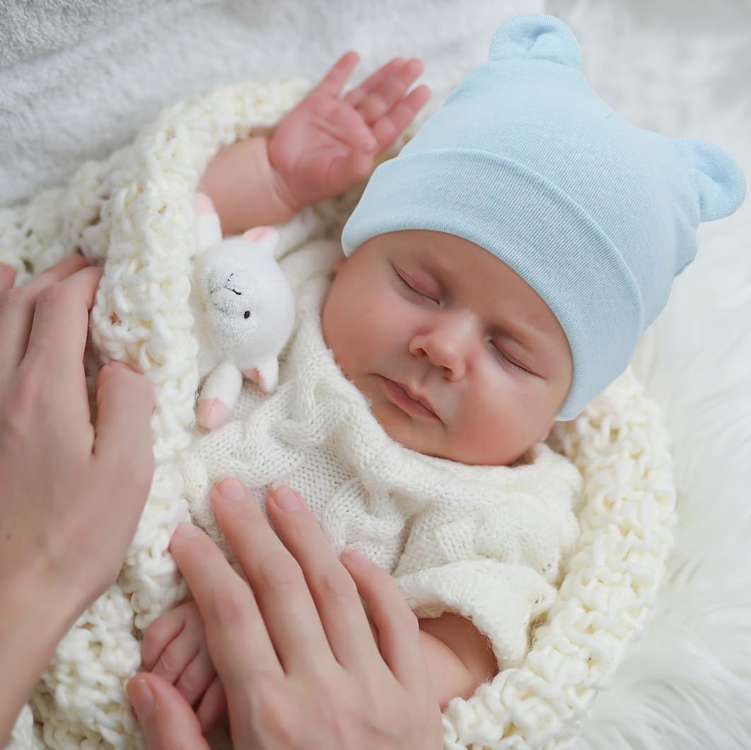 DRESHOW BQUBO 4 Pieces Baby Beanie Newborn Toddler Soft Cute Knit Hat Hospital Hats for Baby Boys Infant Cap Beanies