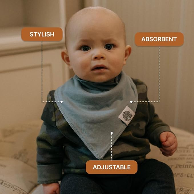 Parker Baby Bandana Drool Bibs 8 Pack Baby Bibs for Boys, Girls, Unisex - Soft & Stylish Teething Bibs for Babies