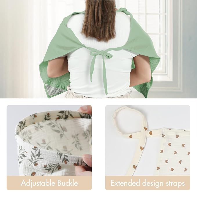 Nursing Covers for Breastfeeding - Breathable Baby Breastfeeding Cover with Arch Neckline, Adjustable Privacy Nursing Covers for Women, Brown Heart