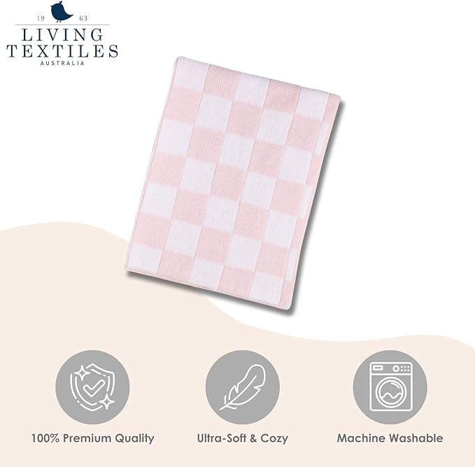Living Textiles Chenille Knitted Blanket - Pink Check