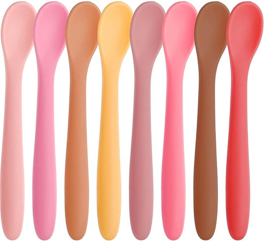 HANSGO 8-Piece Silicone Baby Spoons, First Stage Infant Self Feeding Spoons, Soft-Tip Gentle on Gums, Baby Utensils, Infant Training Spoon, Dishwasher Safe & Boil-proof