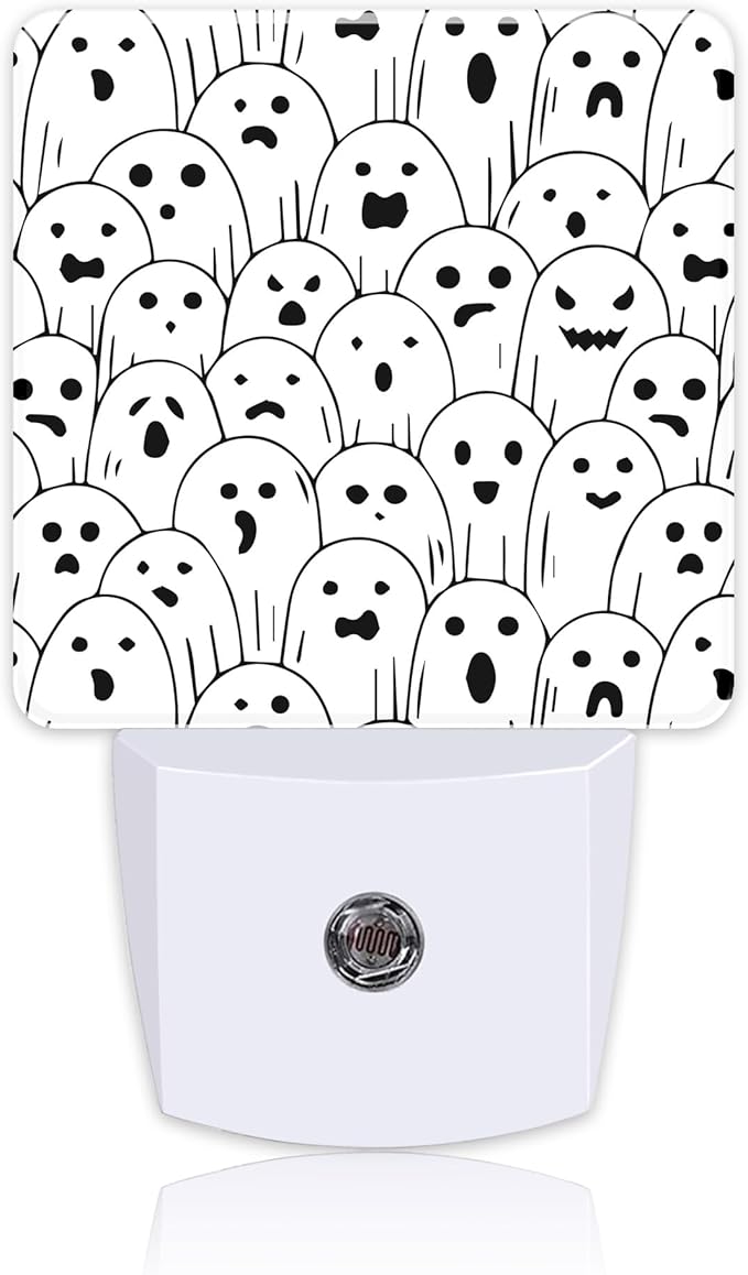 Halloween Funny Ghost Night Light for Kids, LED Night Light Plug into Wall with Dusk to Dawn Sensor for Girls Boys Women Men Room Decor, Hallway, Kitchen, Bathroom, Nursery, Stairs