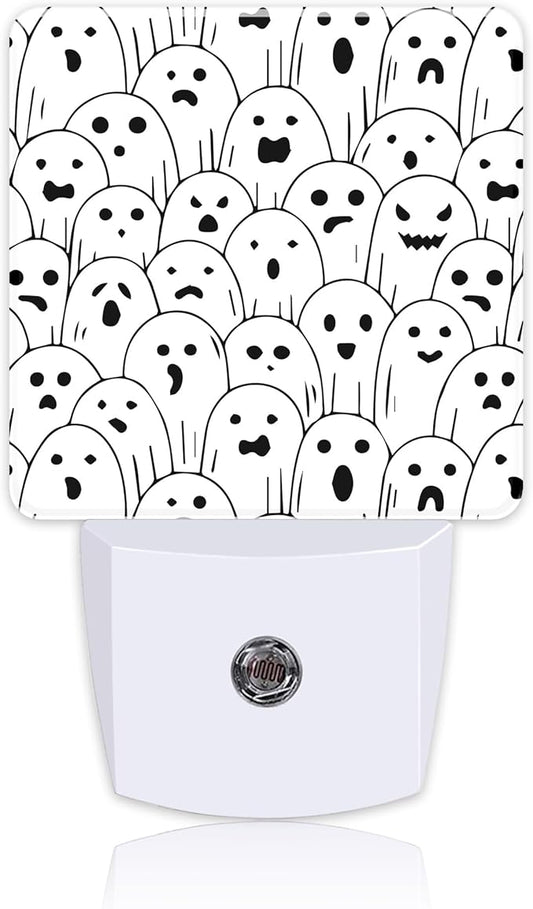 Halloween Funny Ghost Night Light for Kids, LED Night Light Plug into Wall with Dusk to Dawn Sensor for Girls Boys Women Men Room Decor, Hallway, Kitchen, Bathroom, Nursery, Stairs