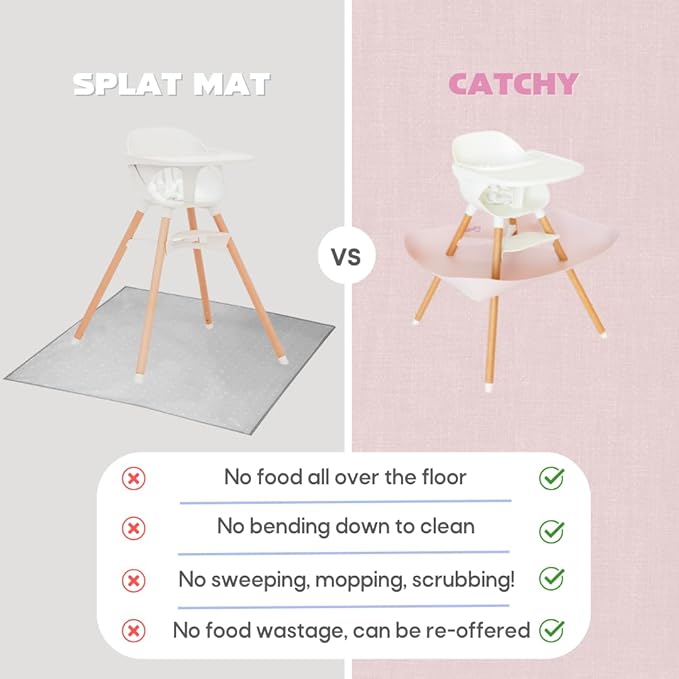 CATCHY -Food Catcher- Compatible with Lalo The Chair High Chair +11 Other High Chairs -Highchair Sold Separately- Baby & Toddler Food & Mess Catcher -Premium Linen Inspired- Under High Chair Accessory