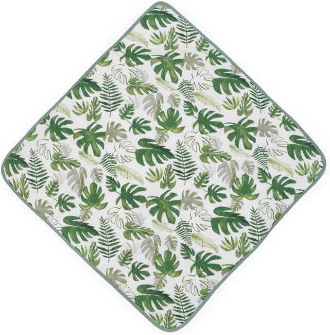 Little Unicorn Premium Infant Hooded Bath Towel| Soft & Absorbent Cotton & Terry Fabric for Newborns (Tropical Leaf)