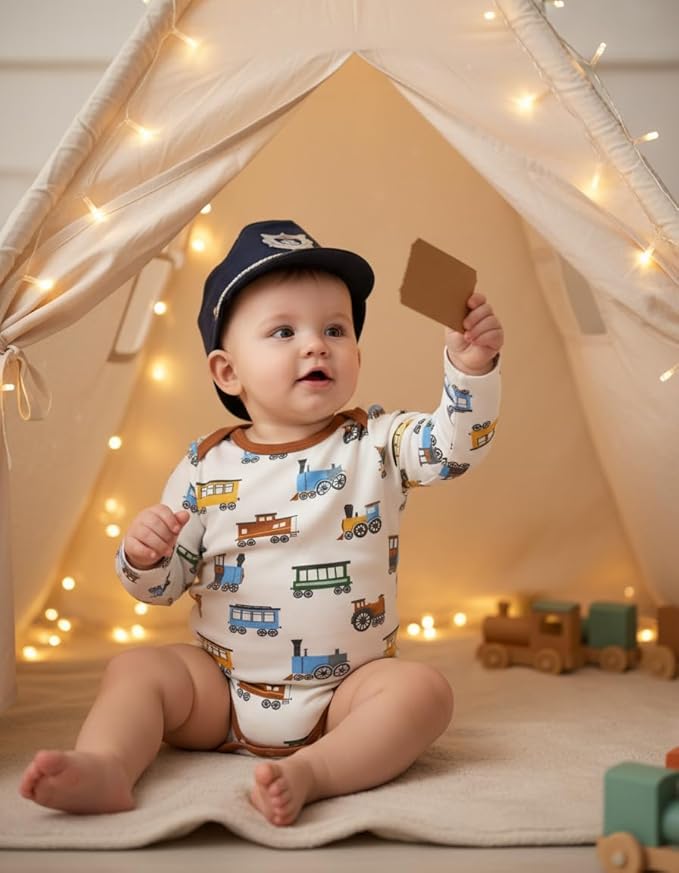 PATPAT Baby Bodysuits - Soft Viscose Made from Bamboo - Long Sleeve Funny for Boys and Girls -Newborn Infant Toddler Clothes