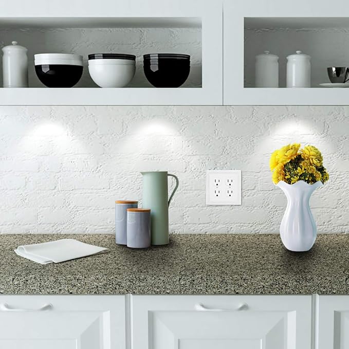 Henne Bery Sunken Pearls Heavy Duty Decorative Wall Plate Switch Plate Outlet Cover (Double Duplex, White)