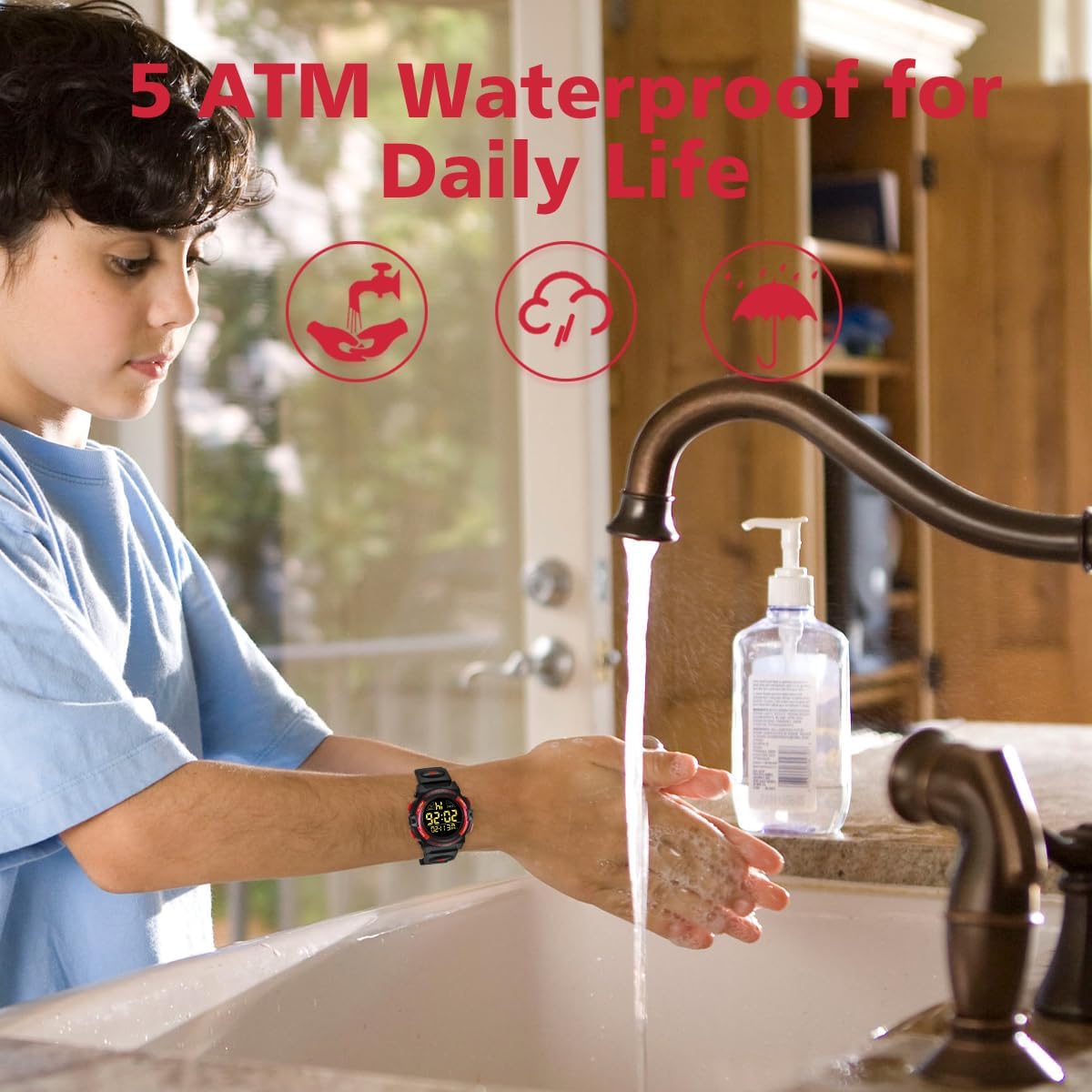 Kids Watch,Boys Watch for 3-15 Year Old Boys,Digital Sport Outdoor Multifunctional Chronograph LED 50 M Waterproof Alarm Calendar Analog Watch for Children with Silicone Band,Kids Gift