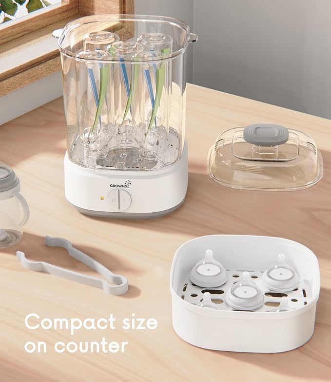 Bottle Sterilizer, Baby Bottle Steam Sterilizer, Electric Baby Bottle Sanitizer with Timer for Baby Bottles, Pacifiers, Pump Parts