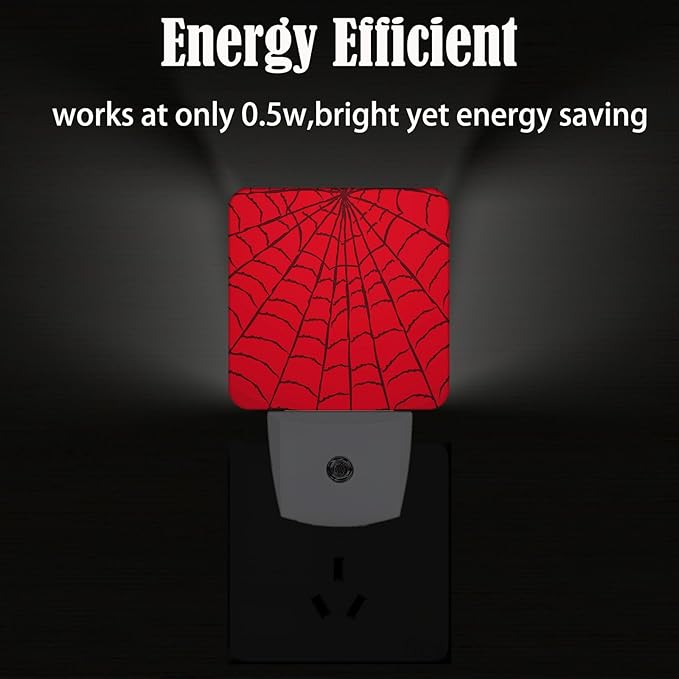Red Spider Web Night Light,Plug Into Wall Decor for Stairway,Hallway,Kitchen,Dusk to Dawn Sensor Nightlights for Boys/Girls/Women/Men Room Gifts