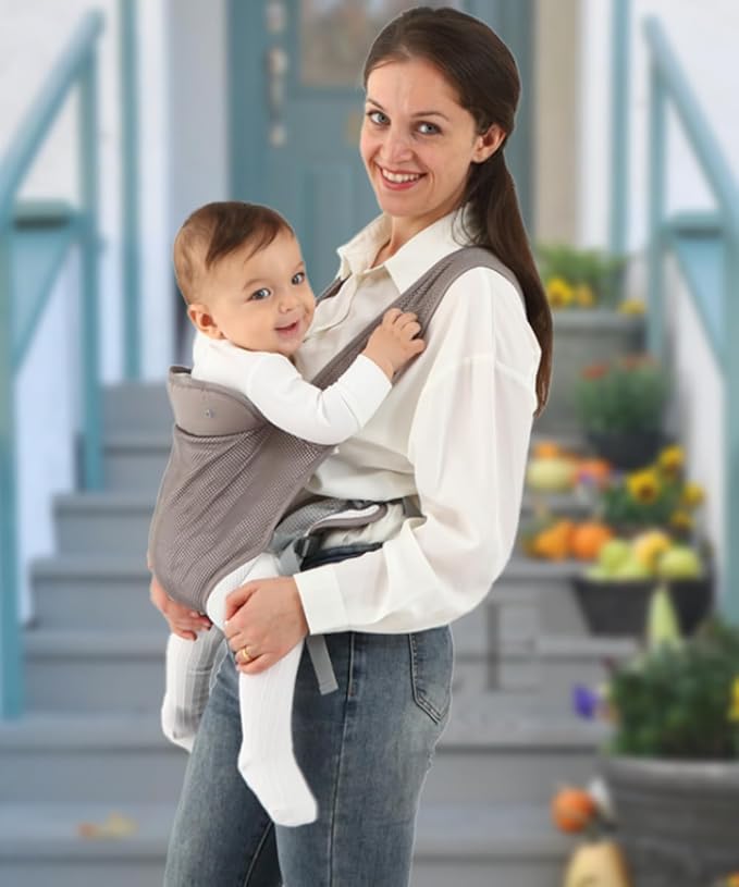 Baby Carrier Newborn Wrap,Ergonomic Infant Soft Carriers for Toddler 7-45 lbs,Adjust Back Strap/Waist Belt,4-in-1 Babe Carrier Front&Back,for Hiking Travel or Everyday Family Events-solid color (Gray)