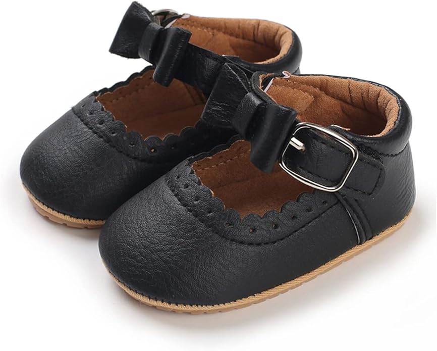 COSANKIM Baby Girls Mary Jane Flats Shoes Anti-Slip Rubber Sole Infant Toddler Princess Wedding Dress Shoes