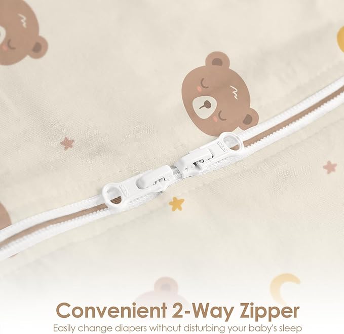 Baby Swaddle 0-2 Months, Cotton Arm-In Zipper Sleep Sack, Wearable Blankets Wrap for Newborn Infant Girls and Boys (Bear, Pack of 1)