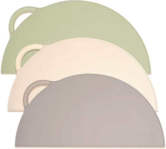 Upward Baby Silicone Suction Mat - Set of 3 Non Slip Silicone Mat - Baby Led Weaning - Kids Placemat for Dining Table High Chair - Toddler Feeding Supplies for Eating - Placemats for Restaurants