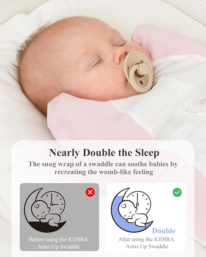 Swaddle for Newborns, Baby Swaddles 0-3 Months 5-13lb, Arms Up Swaddle 0-3 Months Newborn with Moisture-Wicking Fabric, Promotes Healthy Hip Development, 2-Way Zipper & Foot Buttons, 1Pack,Pink