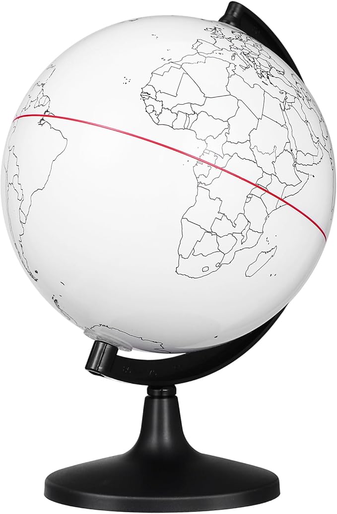 TOYANDONA Blank World Globe with Stand - Dry Erase DIY Map Round Earth Globe for Geographical Teacher Students - Desktop Decor