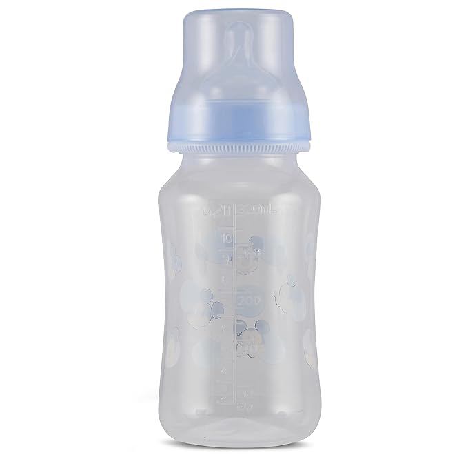 Disney Mickey Mouse Baby Bottles 11 oz for Boys or Girls | 2 Pack of Infant Hourglass Shaped Bottles with Cover for Newborns and All Babies | BPA-Free Plastic Baby Bottle for Baby Shower