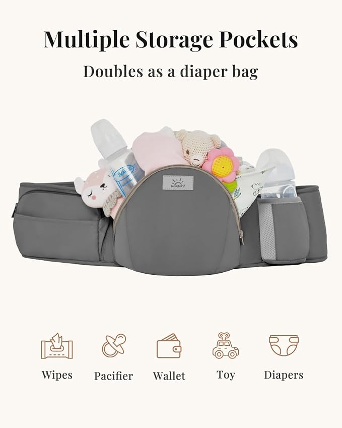 MOMTORY StowNGO Pro Baby Carrier, Safety-Certified 6-in-1 Baby Carrier Newborn to Toddler, Detachable Baby Holder Carrier with Hip Seat, Ergonomic Cozy Baby Front and Back Carrier for 7-50lbs