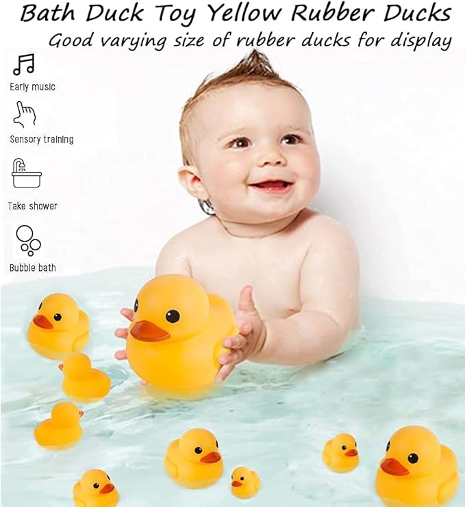 Umbresen 9 Pcs Bath Duck Toy Yellow Rubber Ducks Preschool Bathtub Duckies Gift for Baby Shower Infants Toddlers kids Car Pool Floaty Halloween Christmas Adults Party Favors Carnival Theme Decorations