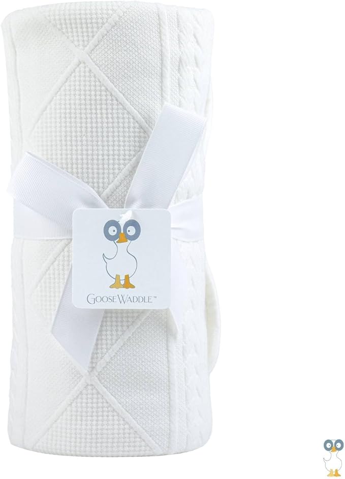 GooseWaddle Luxury Knit Baby Blanket (30”x40”), Premium Comfort from Ultra Soft Fabrics That Get Softer with Use, Perfect for Any Infant Nursery, Boy or Girl, Machine Washable (White)