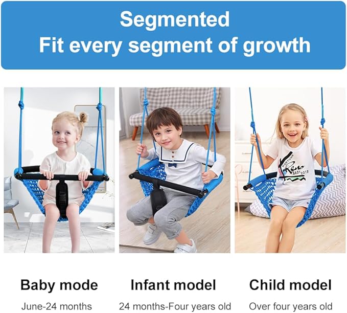Toddler Swing & 2-in-1Baby Swing - Adjustable Rope Swing Seat for Kids Indoor & Outdoor Durable Backyard Swing Set for Infants & Toddlers (Blue)