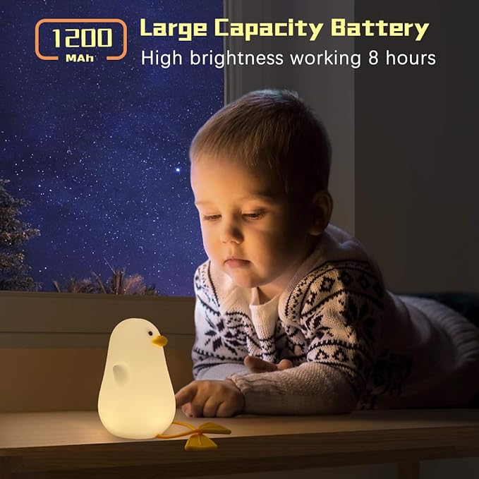 Kids Night Light, Cute Silicone Duck Nursery Lamp for Baby and Toddler,RGB Animal Light for Boys and Girls Gift