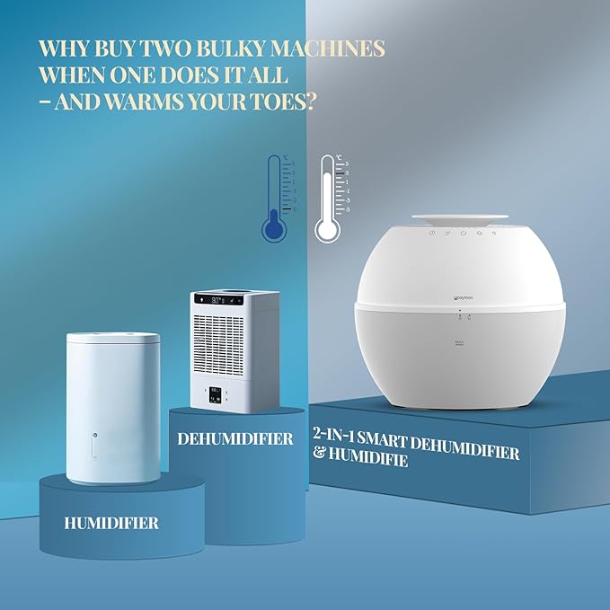 Dual-Function Humidifier & Dehumidifier 152oz Water Tank Steam distillation humidification for Bedroom With Drain Hose Humidifer RV Bathroom Auto Adjustment Timer Setting 7 Color LED Lights