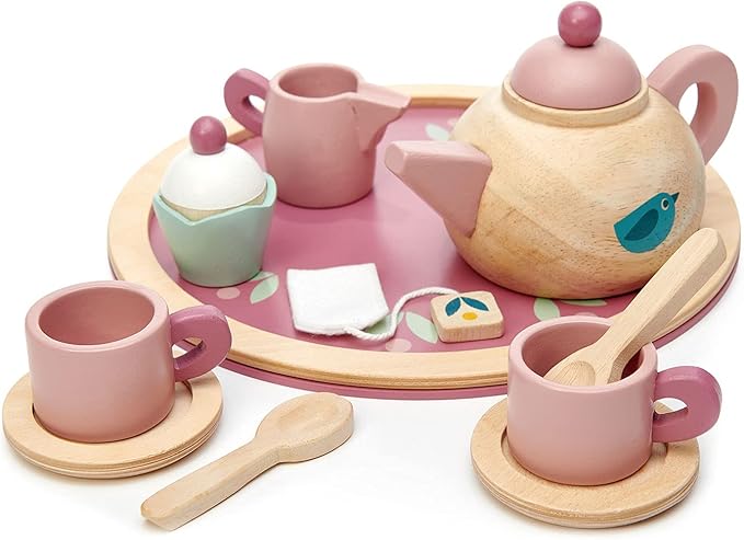 Tender Leaf Toys - Birdie Tea Set - Realistic Teapot, Cups and Treats for Pretend Afternoon Tea Party - Social, Creative, and Imaginative Development - Learning Role Play - Age 3+