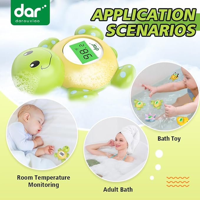 Baby Bath Thermometer, Digital Water Temperature Thermometers with 3 Color Backlit and Temperature Warning, Safety Bath Tube Thermometers Floating Toy for Infant, Toddler