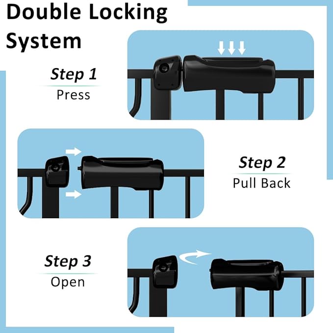 TSAYAWA Baby Gate Extra Wide Fits 29.51-85.81 inch Wide Opening - Dog Pet Gates for Doorways Stairs No Drilling Pressure Mounted - Large Child Safety Gate Indoor Outdoor Black