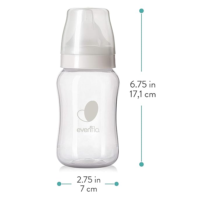 Evenflo Feeding Premium Proflo Venting Balance Plus Wide Neck Baby, Newborn and Infant Bottles - Helps Reduce Colic - 9 Ounce (Pack of 6)