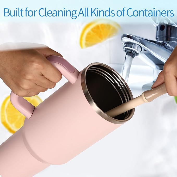 15.7" Bottle Brush Set - 4 Pack Water Bottle and Straw Cleaner Brush with Long Handle for Hydro Flasks, Sports Bottles, Tumblers, Glassware, Narrow Neck Containers