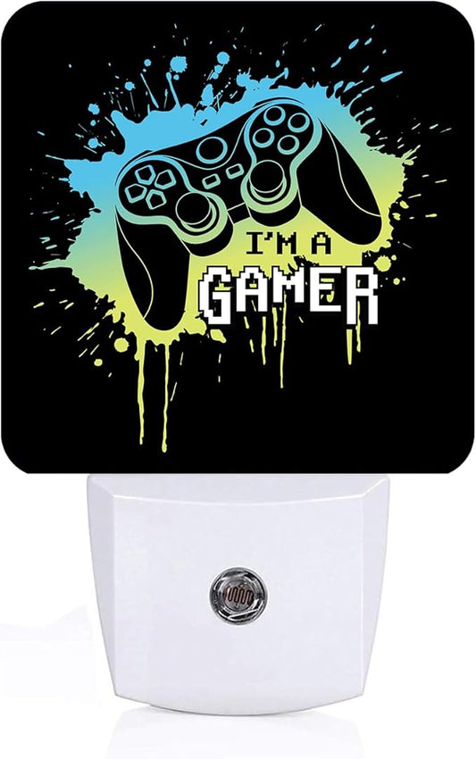 I'm A Gamer Night Light,Plug Into Wall with Dusk to Dawn Light Sensors, Warm Nightlights for Bedroom, Bathroom, Hallway, Kitchen, Gifts Ideal for Boys Girls Women Men