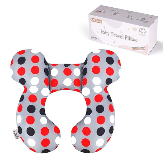 KAKIBLIN Baby Travel Pillow, Baby Neck Pillows for Car Seat,Upgraded Babies Head Pillow, Head and Neck Support for Car Seat, Pushchair,Travel (Grey Pot)