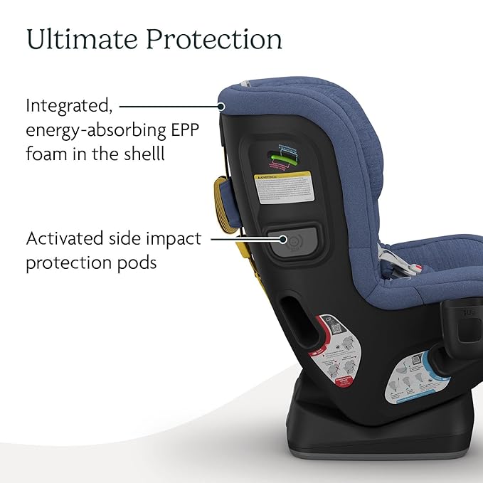 UPPAbaby Rove Convertible Car Seat - 2-in-1 Rear + Forward Facing - Quick + Secure 3-Step Install - Intuitive Safety Technology + Comfort Features - Cup Holder Included - Cody (Coastal Blue)
