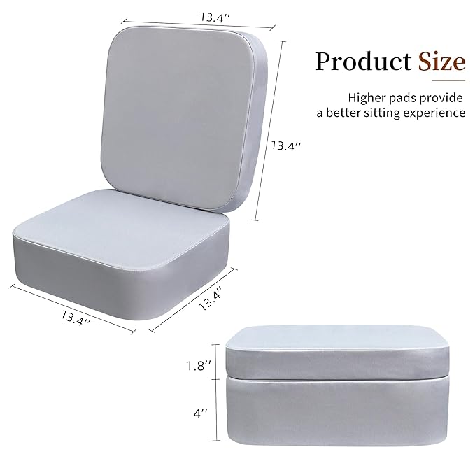 Toddler Booster Seat for Dining Table with Backrest and Adjustable Straps, Waterproof Oxford Foam Cushion with Non-Slip Bottom, Portable Chair Booster for Kitchen Use (Grey)