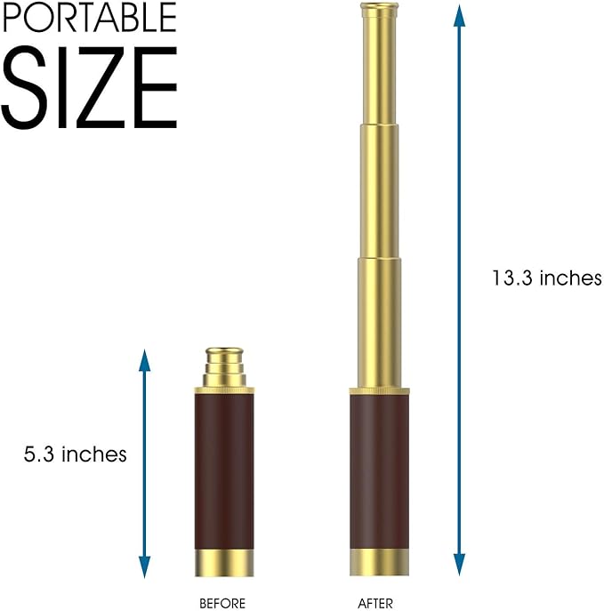 Pirate Monocular Telescope with Treasure Map Pocket Compass - Collapsible Spyglass for Party Accessory Set