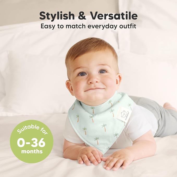 8-Pack Organic Baby Bandana Bibs for Boys, Girls - Super Absorbent Triangle Baby Bibs for Drooling and Teething Infant, 100% Cotton Extra Soft for Newborn, Infant 0-36 Months (Roarsome)