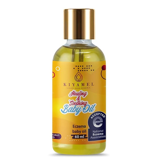 KIYAMEL Healing and Soothing Baby Oil, Fast Absorbing Moisturizer for Sensitive Skin, with Jojoba, Argan & Black Currant Oil, Natural Orange Scent and Vitamin E Enriched
