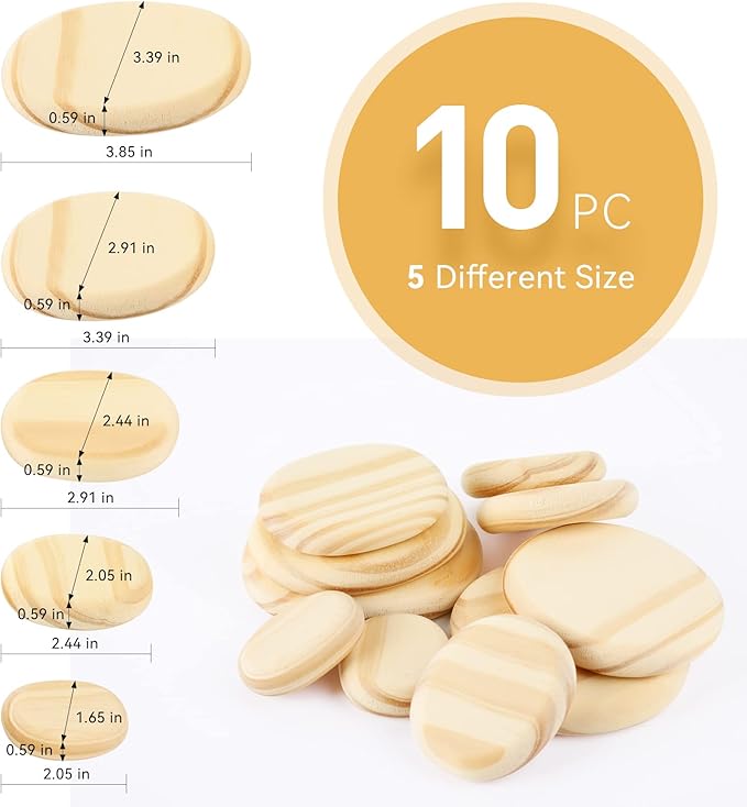 WODI Wooden Logs Stacking Stones 10Pcs Wood Sorting Balancing Rocks Blocks Montessori Educational Toys for Toddler Kids 3 Years Up Developing Skills