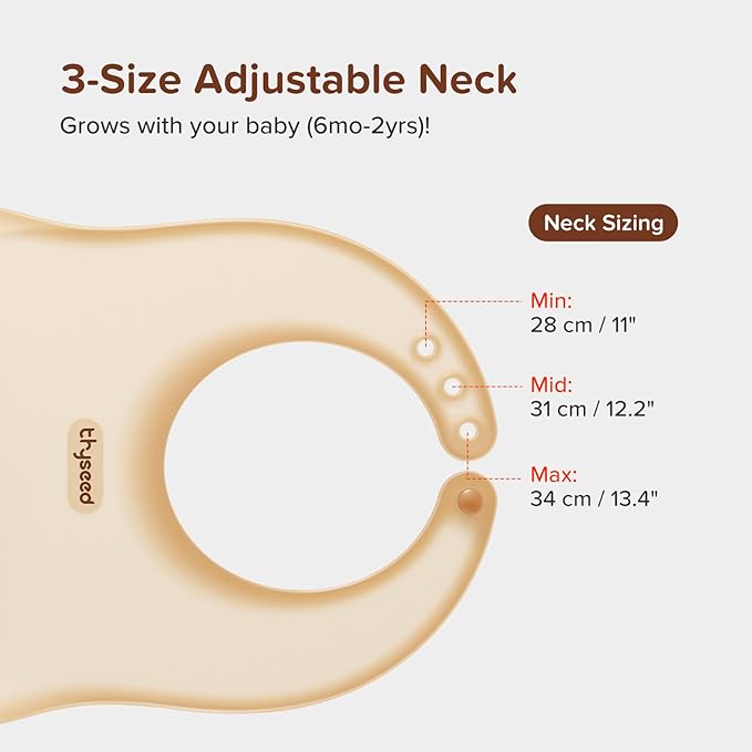 thyseed Ultra Thin & Light Waterproof Silicone Bibs for Babies Eating Toddler Feeding Silicon Food Catcher with Large Pouch