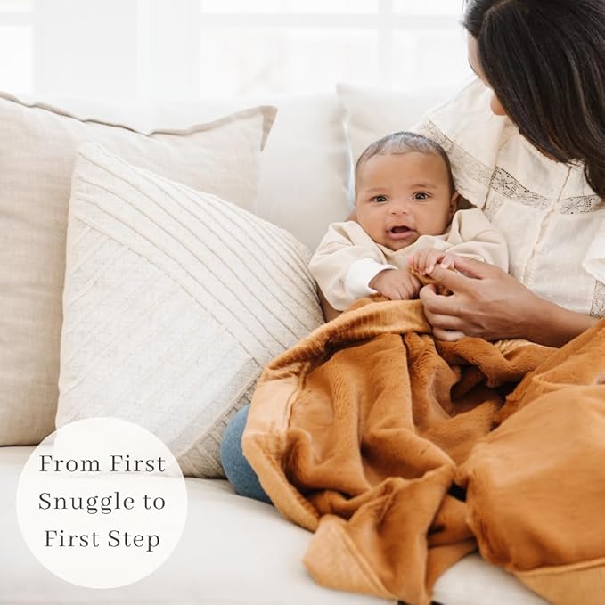 SARANONI Luxury Receiving Blankets for Babies | Ultra-Soft Lush and Boutique Quality Baby Blanket | Camel - 40” x 30”